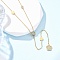 304 Stainless Steel Crystal Rhinestone Flower Y Necklaces, Ion Plating(IP), Real 18K Gold Plated, 15.94 inch(40.5cm) Long+55mm Extender