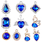 AHANDMAKER 40 Pcs Faceted Alloy Glass Beads, 10 Styles Blue Glass Crystal Pendants, Blue Alloy Crystal Rhinestone Glass Loose Pendants for Necklace Earring Bracelet DIY Jewelry Making