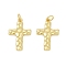 Brass Pendants, Cross, with Jump Ring, Cadmium Free & Lead Free, Rack Plating, Long-Lasting Plated, Real 18K Gold Plated, 22.5x15x2mm, Hole: 3.4mm