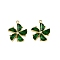 304 Stainless Steel Glass Pendants, Flower Charms, with Rhinestone, Ion Plating(IP), Real 18K Gold Plated, Green, 16x14x3.5mm, Hole: 1.2mm