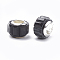 Glass European Beads, Large Hole Beads, with Brass Core, Faceted, Rondelle, Platinum, Black, 9x7mm, Hole: 5mm