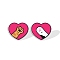 Acrylic Heart with Footprint Stud Earrings for Women, Cerise, 15mm