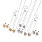 304 Stainless Steel Jewelry Sets, Bracelets, Necklaces and Earrings, Flower, Mixed Color, 17.9 inch(45.7cm), 1mm, 6-5/8 inch(16.7cm), 1mm, 11.5x6.5mm, Pin: 0.9mm