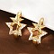 Brass Micro Pave Clear Cubic Zirconia Clip-on Earrings, Rack Plating, Long-Lasting Plated, Lead Free & Cadmium Free, Real 18K Gold Plated, Star, 20.5~22x16mm