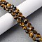Natural Tiger Eye Beads Strands, Faceted Rhombus Cut, Flat Round, 8~8.5x4.5~6.8mm, Hole: 0.8~1.2mm, about 48~49pcs/strand, 15.08~15.35 inch(38.3~39cm)