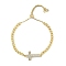 Rack Plating Brass Micro Pave Cubic Zirconia Silder Bracelets, Cadmium Free & Lead Free, Long-Lasting Plated, Cross, Real 18K Gold Plated, Inner Diameter: 1-3/4~3-1/4 inch(4.4~8.3cm)