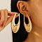Alloy Stud Earrings, Golden, Teardrop, 50mm