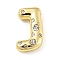 Brass Micro Pave Clear Cubic Zirconia Pendants, Long-Lasting Plated, Cadmium Free & Lead Free, Real 18K Gold Plated, Letter A~Z, Letter J, 18~19x11~21x5mm, Hole: 2.8~3x1.8~2mm