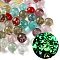Luminous Handmade Transparent Lampwork Beads, No Hole/Undrilled, Round, Glow in the Dark, Mixed Color, 8~9mm