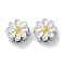 Rack Plated Brass Beads, with Enamel, Long-Lasting Plated, Lead Free & Cadmium Free, Flower, Platinum, 6.5x7x3mm, Hole: 1.2mm