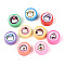 Printed Handmade Polymer Clay Beads, Flat Round with Ghost, Colorful, 9~10x4~5mm, Hole: 1.8~2mm
