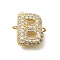 Brass Micro Pave Cubic Zirconia Letter Links, for Personalized Name Necklace Making, Long-Lasting Plated, Cadmium Free & Lead Free, Letter B, 15x15x4mm, Hole: 1.6mm