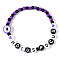 Halloween Acrylic Beads Stretch Bracelets for Women Men, Skull with Word Hocus Pocus, Purple, Inner Diameter: 6-7/8 inch(17.5cm)