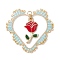 Cylinder Seed Flat Round Pendants, with 304 Stainless Steel Open Jump Rings & Flower Alloy Enamel Pendants & Heart Brass Pendants, Pale Turquoise, 39x41x3mm, Hole: 3mm