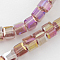 Electroplate Glass Beads Strands, AB Color Plated, Faceted, Cube, Flamingo, 8x8x8mm, Hole: 1mm, about 72pcs/strand, 21.6 inch