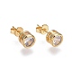 Brass Micro Pave Cubic Zirconia Stud Earrings EJEW-L224-02A-1