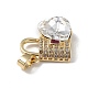 Real 18K Gold Plated Rack Plating Brass Micro Pave Clear Cubic Zirconia Pendants KK-C015-17G-09-2