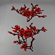 花と枝の模様 ポリエステル生地 コンピューター化された刺繍布 アップリケで縫う  衣装チャイナアクセサリー  レッド  270~310x450~460x1mm  2pc PATC-WH0009-05B-1