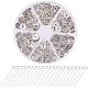 PandaHall Elite 300pcs 6 Styles Antique Silver Tibetan Style Alloy Flower Bead Caps and Iron Eye Pin DIY Jewelry Findings For Jewellery Crafts Making DIY-PH0020-20AS-1