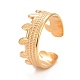 Ion Plating(IP) 304 Stainless Steel Leaf Open Cuff Ring for Women RJEW-C025-03G-1