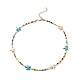 Colorful Synthetic Turquoise Starfish & Shell Pearl & Glass Seed Beaded Necklace for Women NJEW-TA00044-1
