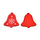 クリスマスのテーマ スプレー塗装の木製ペンダント  片面プリント  スノーフレークとクリスマスの鐘  レッド  49.5x45.5x2mm  穴：2mm WOOD-N005-48B-2