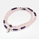 À double usage rondes perles de pierres précieuses personnalisés 4 couche film étirable bracelets / colliers BJEW-JB01906-01-4