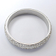 ファッション304のステンレス鋼の結婚式のダイヤモンドの腕輪  ラインストーンビーズで  プラチナ  65mm X-BJEW-R162-4-1