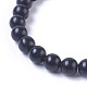Natural Black Stone Stretch Bracelets X-G-K298-07-2