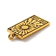 合金のチベット風チャーム  タロット模様の長方形  アンティーク黄金  26x13x2mm  穴：2mm TARO-PW0001-01B-G-3