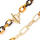 Opaque Cellulose Acetate(Resin) & Iron Paperclip Chains Necklaces NJEW-JN02991-01-2