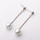 Moda gioielli nozze orecchini di perle di vetro palla prigioniera ciondola EJEW-PJE750-2