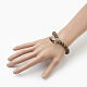 Perles de bois de santal rondes teintes naturelles bracelets extensibles BJEW-JB03844-01-4