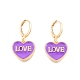 Boucles d'oreilles pendantes en émail coeur avec mot d'amour EJEW-N012-108A-2