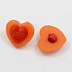 アクリルシャンクボタン  1穴  染め  愛とハートの中で​​ハート  バレンタインデーのために  レッドオレンジ  15x15x2mm  穴：3x2mm X-BUTT-E057-08-2