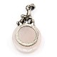 Fashionable Retro Antique Silver Necklace Findings Alloy Gemstone Flat Round with Butterfly Pendants G-M034-07AS-2