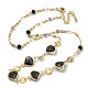 Faceted Heart Glass Beads Bib Necklaces NJEW-R263-19G-1
