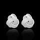 Flower Silver Color Plated Brass Stud Earrings EJEW-BB11932-2