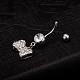 Piercing Jewelry Real Platinum Plated Brass Rhinestone Bowknot Navel Ring Belly Rings AJEW-EE0001-79A-4