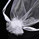 オーガンジーギフトバッグ巾着袋  結婚披露宴のクリスマスプレゼントキャンディーバッグ用ジュエリーメッシュポーチ  巾着付き  長方形  ホワイト  12x10cm OP059-3