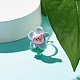 Anillo ajustable resina flor con gato RJEW-JR00424-01-2