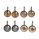 Flower Pattern Glass Cabochon Brass Leverback Earrings EJEW-JE01721-1