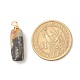 天然石インディアン瑪瑙ペンダント  ゴールデントーンの銅線でツイスト  チップ  17~29x8~10x5.5~9mm  穴：2.5~3.2mm PALLOY-JF01582-04-4
