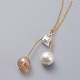 Collane con pendente in perle di vetro e perle di vetro ecologiche NJEW-JN02622-02-2