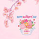 FINGERINSPIRE Happy Mother's Day Stencils 11.8x11.8 inch Mother's Day Drawing Stencil Kettle Bouquet Pattern with Best Mom Ever Decoration Stencils for Painting on Wood DIY-WH0172-421-7