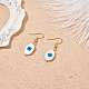 Boucles d'oreilles pendantes en coquillage naturel mauvais œil avec émail EJEW-JE04990-5