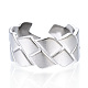 304 Stainless Steel Textured Open Cuff Ring for Women RJEW-N040-10-2