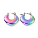 Pendientes de aro con rombos gruesos de acero inoxidable de color arcoíris 304 chapado en iones (IP) para mujer EJEW-G293-22M-1