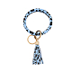 Porte-clés bracelet en similicuir pu motif imprimé léopard KEYC-PW0009-08G-1