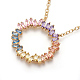 Brass Micro Pave Cubic Zirconia Pendant Necklaces NJEW-O105-01A-2
